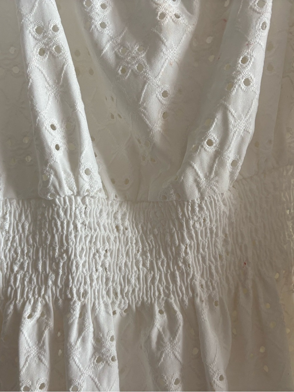 White Eyelet Peasant Top 1X - Picture 3 of 4